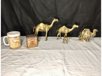 Camel Cigarette Collector Lot Along With Some Brass Camels