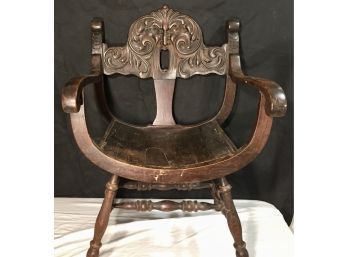 Interesting Hardwood Saddle Seat Chair