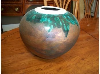 Beautiful Large 'Raku' Pottery Vase - Nice Colors / Perfect Condition