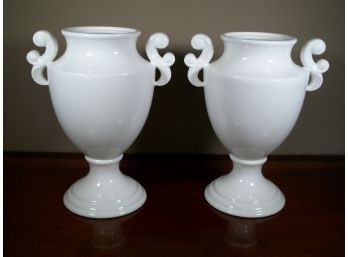 Large Pair Of White Urns 'Classic Look' Very Elegant - Made In Italy