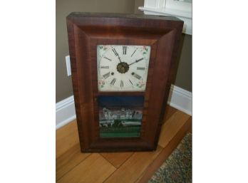 Antique OGEE New Haven Clock Company - C.1840-c.1860 - W/Weights  - Rvrs. Painted