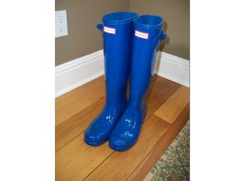 Tall Blue HUNTER Rain Boots - US-9 / UK-7 'Glossy Royal Blue'
