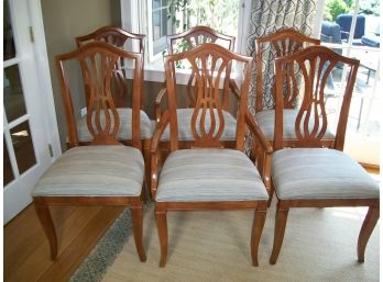 Six Fabulous Drexel Heritage Dining Chairs  - Light Burl Wood - 2/Arm 4/Side