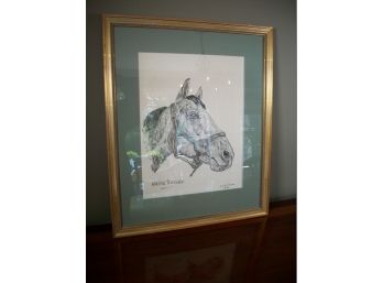 Pencil Drawing Of A Horse Head 'Native Dancer' Signed Engestrona 1958