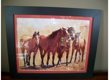 Beautiful Randy Nottingham Horse Print - Hand Signed In Black Frame