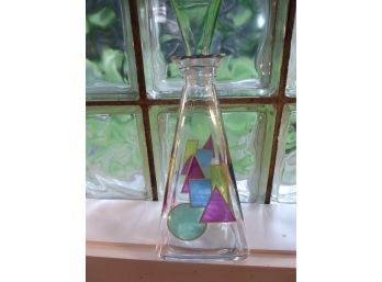 Vintage Cristallerie Pyramid Decanter - Hand Painted - Italy