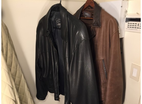 Tannery West Mens Black Leather Jacket And Wilson Mens Leather Full Coat