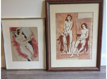 Pair Of Anne Pellaton Screen Print Impressionist Nudes