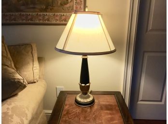 Table Lamp With Metal Flower Base And Tapered Column