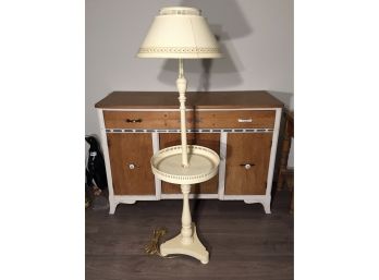 Round Tray Table Floor Lamp With Tin Shade