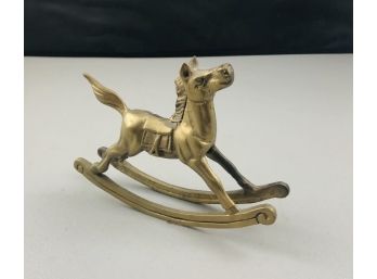 Vintage Brass Rocking Horse Paperweight Figurine