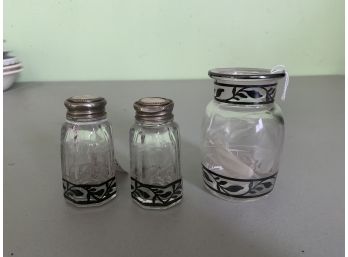 Silver Plate Salt & Pepper Shaker With Small Jar