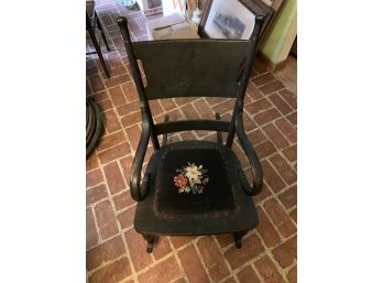 Black Reading Chair With Floral Needlepoint