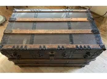 LARGE Vintage Traveling Trunk With Wheels