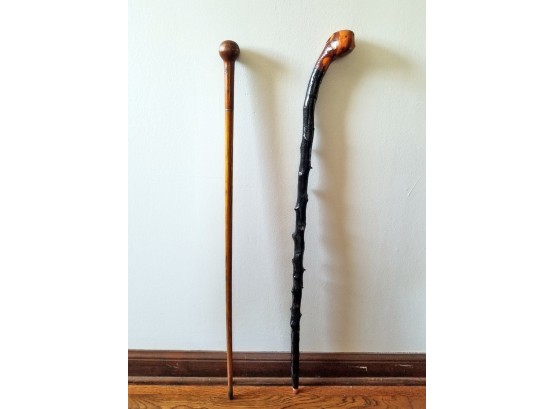 Two Vintage Walking Sticks