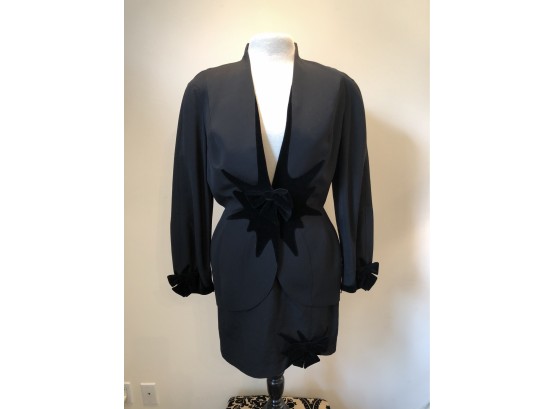 Thierry Mugler Black Suit With Velvet Trim