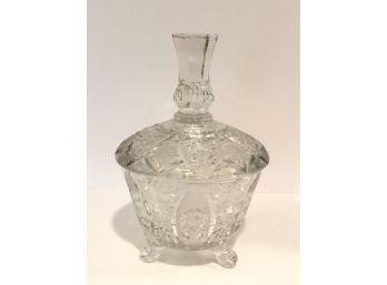 Pressed Glass Lidded Candy Dish