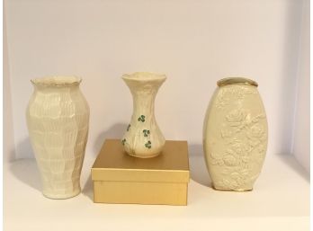 Vases: Two Lenox, One Beleek