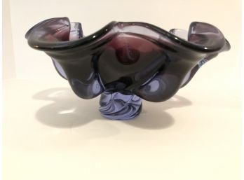 Purple Fluted Footed Bowl