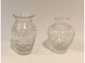 Two Small Crystal Vases