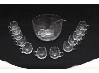 Crystal Punch Bowl Set With Ladle And 12 Cups