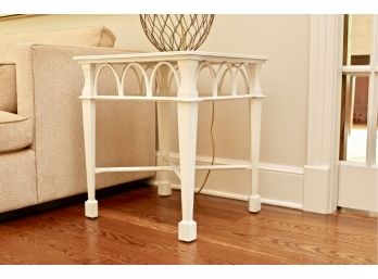 Decorative Crafts End Table With Wood Carved Arches
