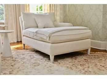 White Cotton Twill Left Arm Chaise Lounger 1 Of 2