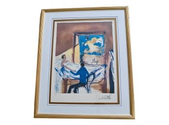 Signed Salvador Dali’s Original Blue Giclee Encased In Fiberglass Gold Leaf  Frame 1 Of 2