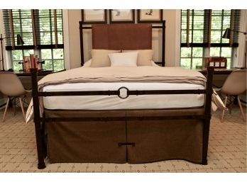 Signed Old Biscayne Design Gabriella Queen Size Leather Headboard With Mattresses Included