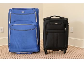 Set Of Two Samsonite Luggage (Blue Suitcase And Black Carry On)