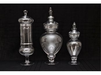 Set Of 3 Large Apothecary Glass Jars/Containers