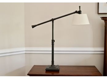 Restoration Hardware Adjustable Swivel Arm Charcoal Task Lamp With Off-White Shade