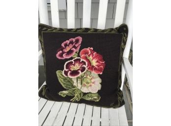 Elegant Floral Needle Point Pillow