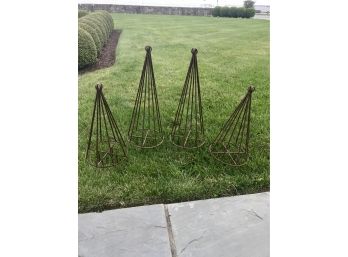 Set Of 4 Cone Shaped Topiaries