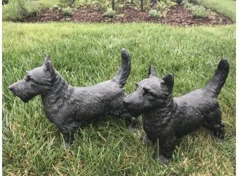 Pair Of Well-made Cast Iron Standing Westies