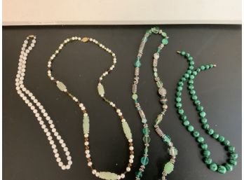 4 Pc Glass Necklace Lot ~