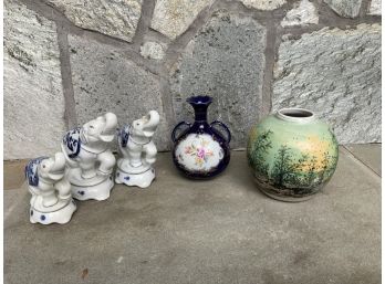 Porcelain Lot ~ Elephants, Vase & More ~