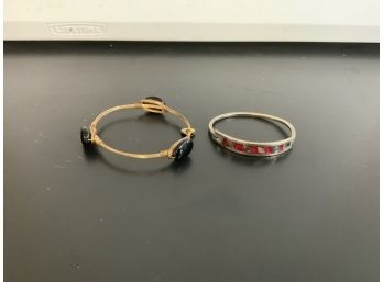 2 Bracelets 1 Silver & Enamel 1 B/B Hangtag Gold & Onynx