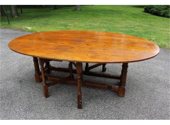 Very Large Oak Drop Leaf Table