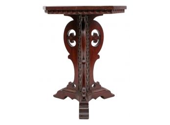 Octagon Shaped Carved Wood Accent Table