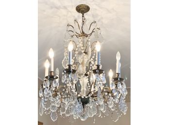 Ten Arm Crystal Chandelier Dripping With Sparkling Crystals