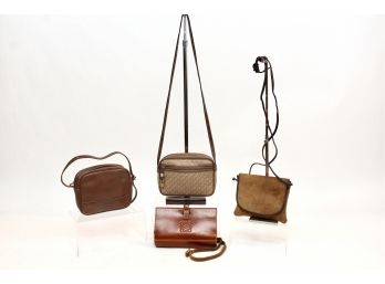 Four Authentic Loewe Leather And Suede Handbags