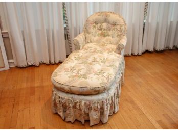 Upholstered Floral Chaise Lounger With Ruffled Skirt
