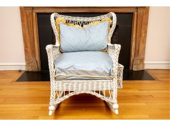 Vintage Wicker Chair With Magazine/book Holder And Custom Made Cushions