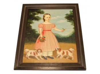 Antique Oil On Board Of Small Child