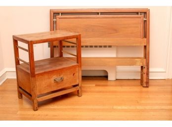 Tung Si Mid-Century Modern Twin Size Bed And Nightstand