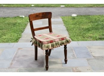 Wood Farm Chair With Ruffled Seat Cushion