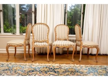 Set Of Four French Carved Wood Side Chairs