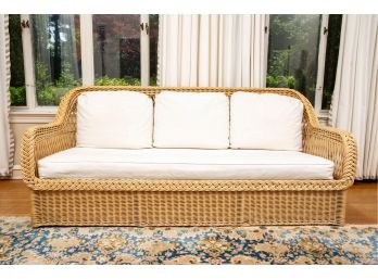 Bielecky Brothers Hand Crafted Wicker Rattan Sofa With Cushions