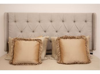 Tufted Upholstered King Size Headboard With Wings + Sealy BeautyRest Mattress And All Bedding